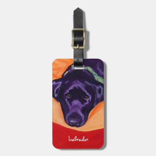 Personalized Black Labrador Painting Luggage Tag
