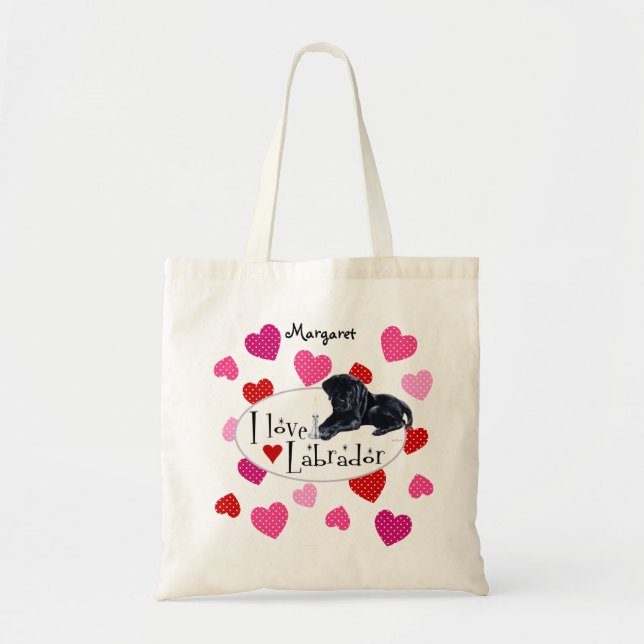 Personalized Black Labrador Puppy Tote Bag (Front)