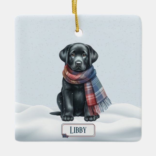 Personalized Black Labrador Retriever Ornament  (Front)