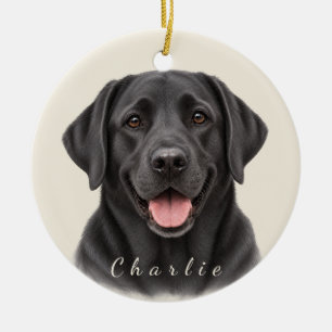 Personalized Black Labrador Retriever with Name Ceramic Ornament