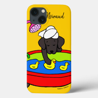 Personalized Black Labrador Rubber Ducks Case Dark