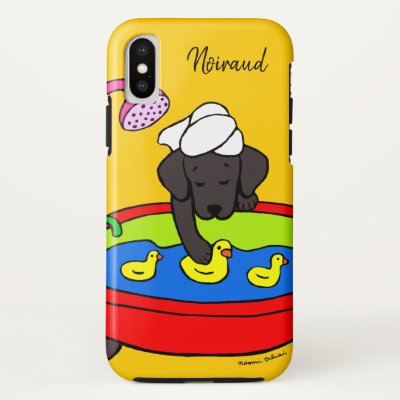 Personalized Black Labrador Rubber Ducks Case Dark
