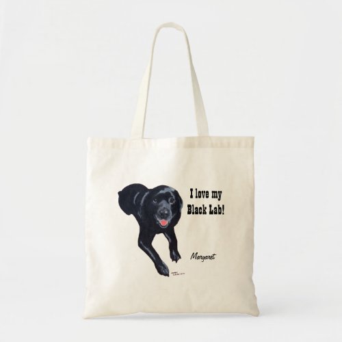 Personalized Black Labrador Smiling Tote Bag