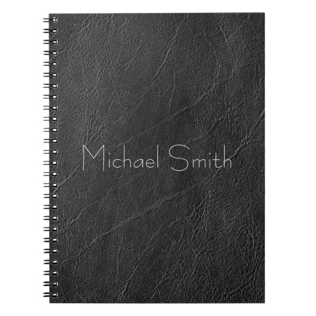 Personalized Black Leather Notebook (Front)