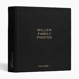 Personalized Black Leather Photo Album 3 Ring Binder
