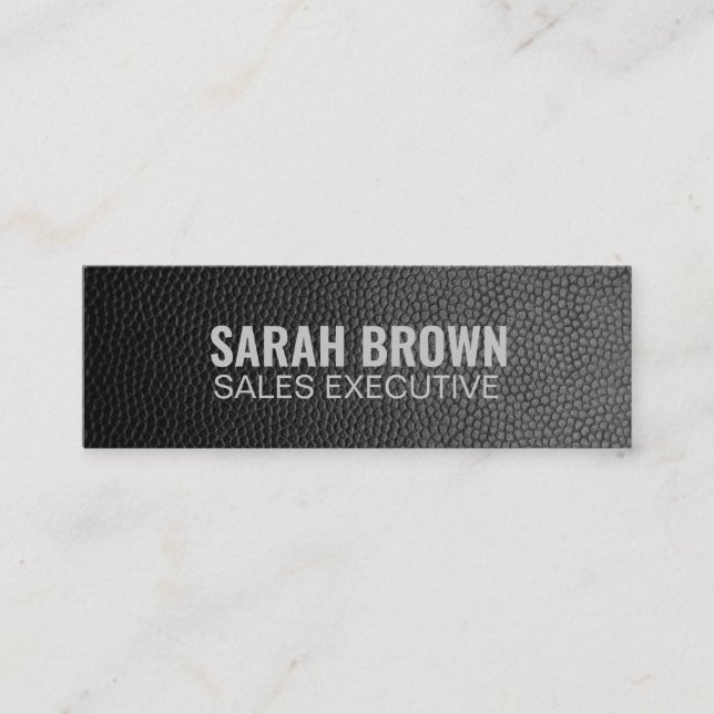 Personalized "Black Leather" Social Media Mini Business Card (Front)