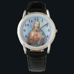 Personalized Black Leather Strap Watch/Jesus Watch<br><div class="desc">Personalized Men's Classic Black Leather Strap Watch/Jesus The Men’s Classic Leather watch embodies a classic and timeless style. The genuine leather strap options will make any custom photo or design look sharp on your wrist. Available in two material tones.</div>
