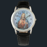 Personalized Black Leather Strap Watch/Jesus Watch<br><div class="desc">Personalized Men's Classic Black Leather Strap Watch/Jesus The Men’s Classic Leather watch embodies a classic and timeless style. The genuine leather strap options will make any custom photo or design look sharp on your wrist. Available in two material tones.</div>