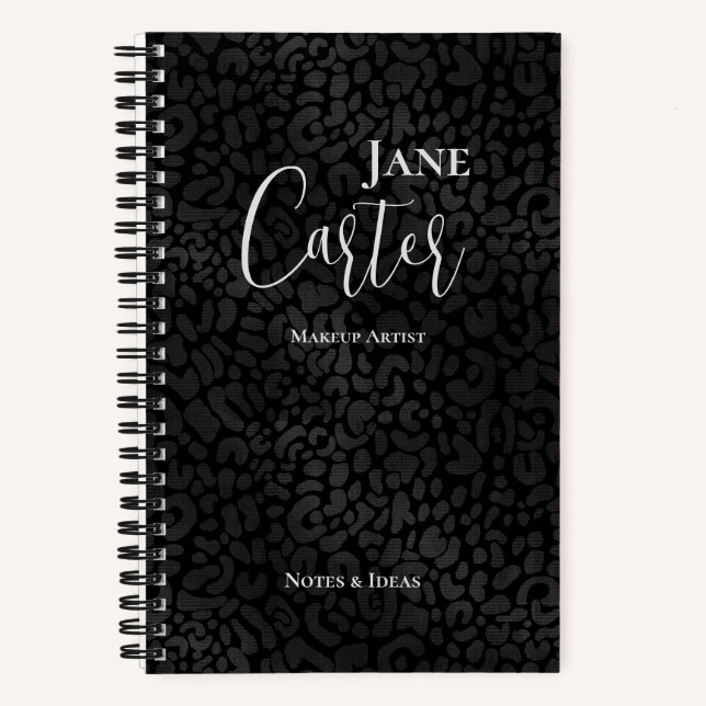 Personalized Black Leopard Checklist  Notebook (Front)