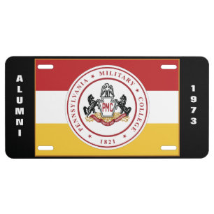 * PERSONALIZED BLACK License Plate w/PMC Flag