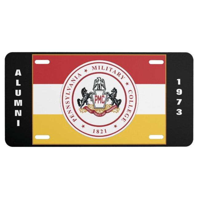 * PERSONALIZED BLACK License Plate w/PMC Flag (Front)