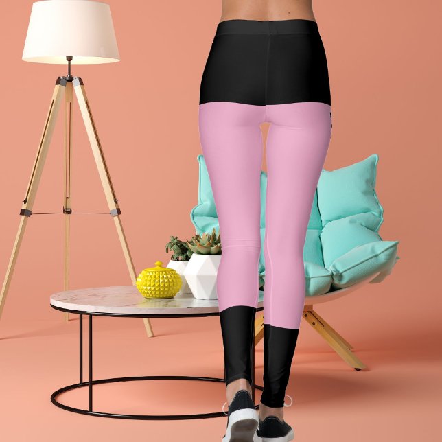Personalized Black Light Pink Stripes Cat Retro Leggings (Creator Uploaded)