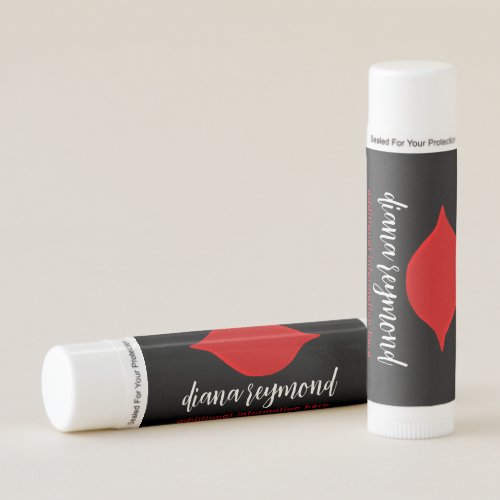 Personalized Black Lip Balm with Red Lips  Name