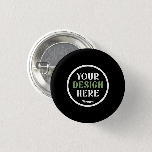 Personalized Black Logo QR Code Business Branding Button (Front & Back)