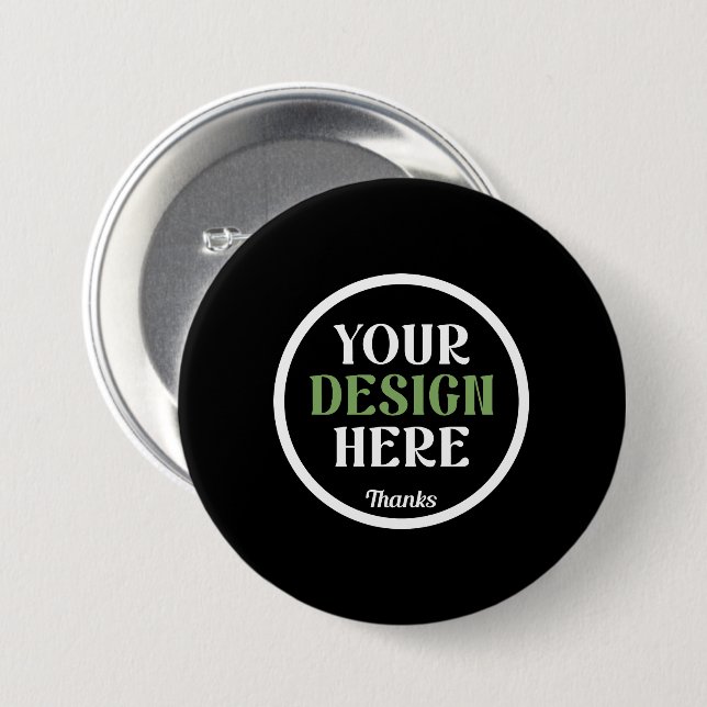 Personalized Black Logo QR Code Business Branding Button (Front & Back)