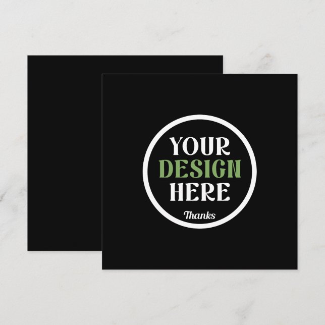 Personalized Black Logo QR Code Business Branding Note Card (Front/Back)