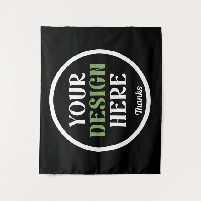 Personalized Black Logo QR Code Business Branding Tapestry (Front)