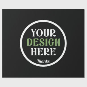 Personalized Black Logo QR Code Business Branding Wrapping Paper