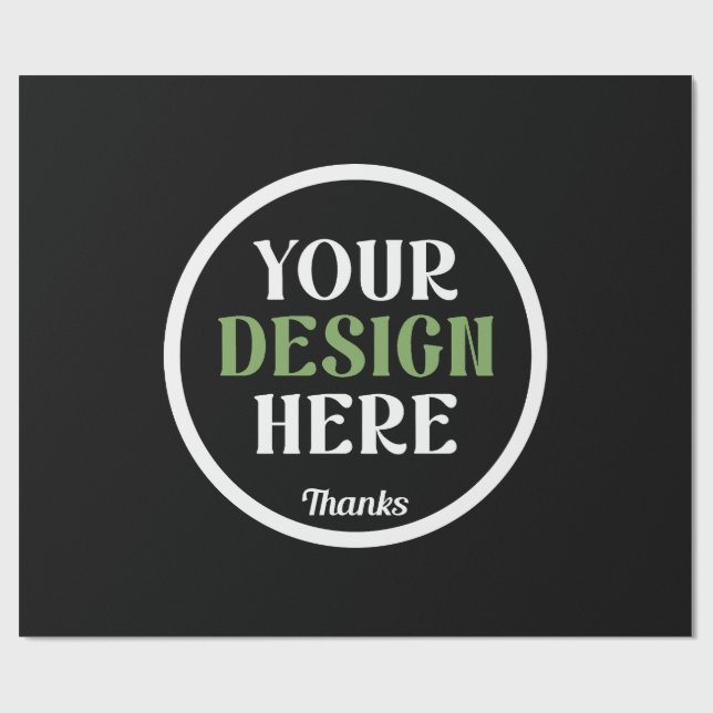Personalized Black Logo QR Code Business Branding Wrapping Paper (Flat)