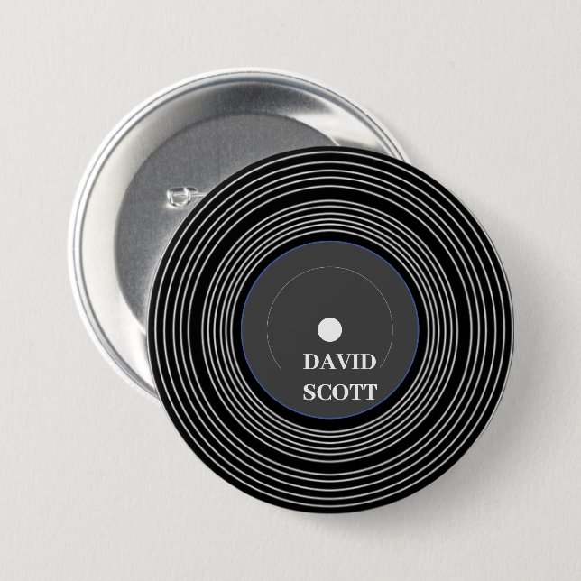 Personalized black Lp vinyl Button (Front & Back)