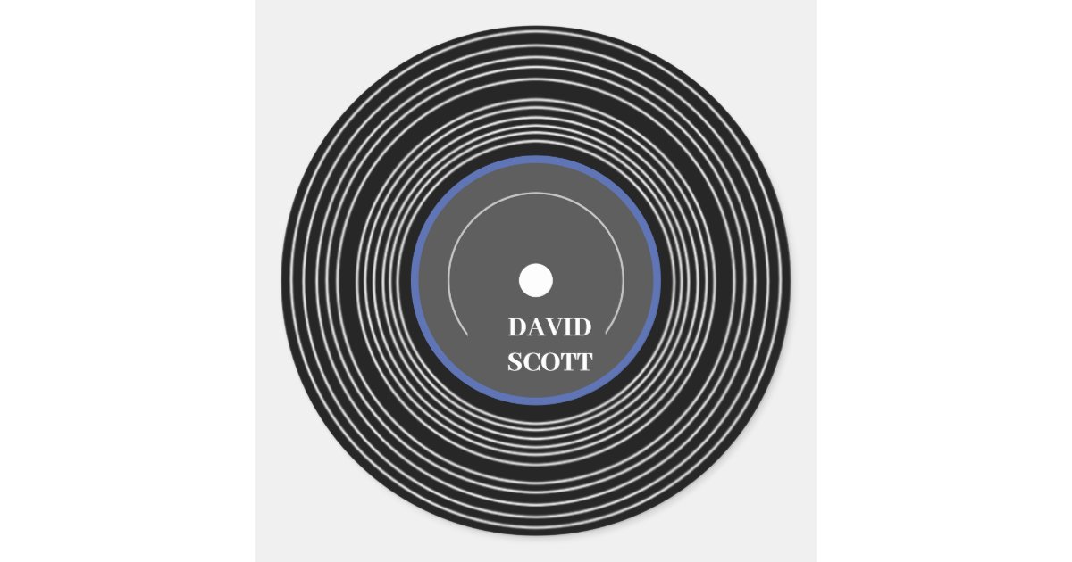 Lp Sticker Personalized black Lp vinyl Classic Round Sticker | Zazzle