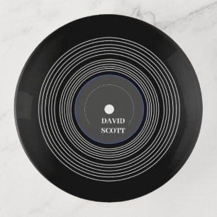 Personalized black Lp vinyl Trinket Tray