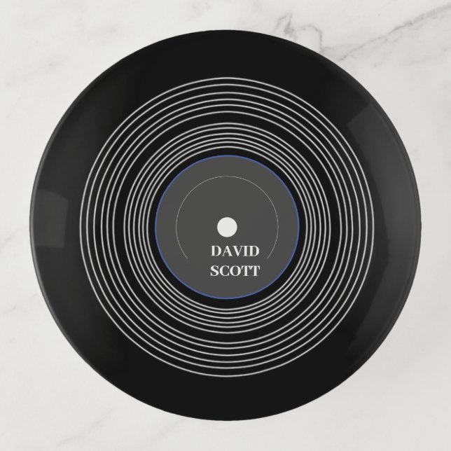 Personalized black Lp vinyl Trinket Tray (Front)