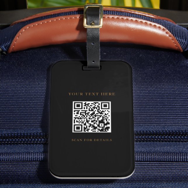 Personalized Black Luggage tag with QR Code (Front Insitu 2)