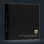 Personalized Black Luxury Gold Initial Logo 3 Ring Binder<br><div class="desc">Keep all of your important estate planning documents organized with this personalized 3-ring binder. Featuring a sleek black design with a gold initial logo, this binder is the perfect accessory for any estate planner. Customize the front cover with your name and add your own touch with the option to personalize...</div>