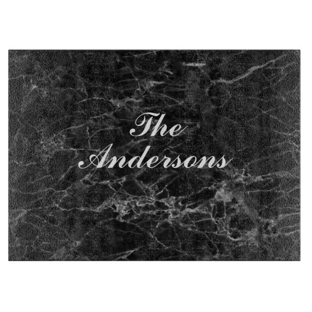 PERSONALIZED BLACK MARBLE LOOK  CUTTING BOARD (Front)