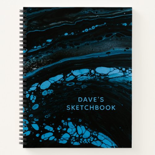 Personalized Black Marble Sketchbook Notebook
