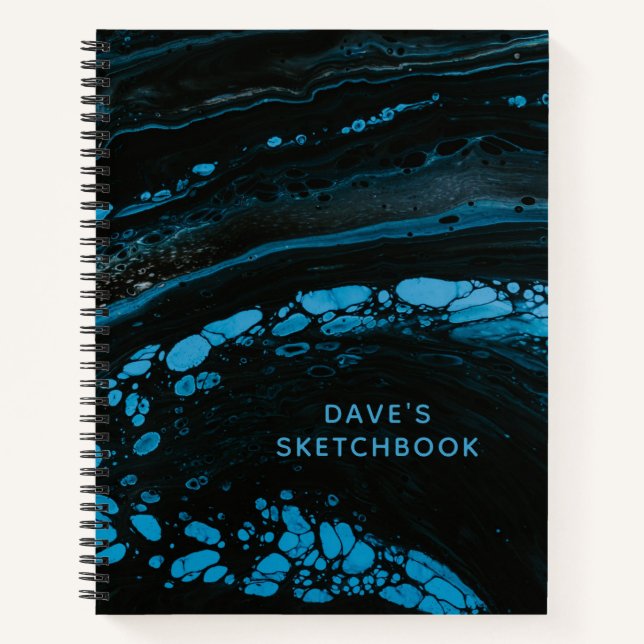 Personalized Black Marble Sketchbook Notebook (Front)