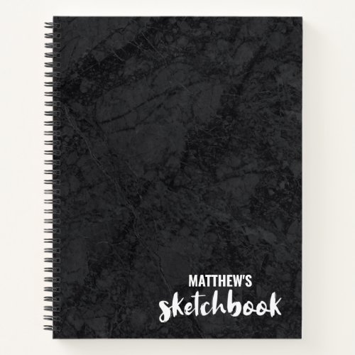 Personalized Black Marble Sketchbook Your Name Not Notebook