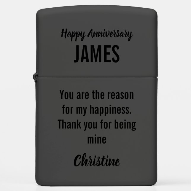 Personalized Black Matte Anniversary Zippo Lighter (Front)