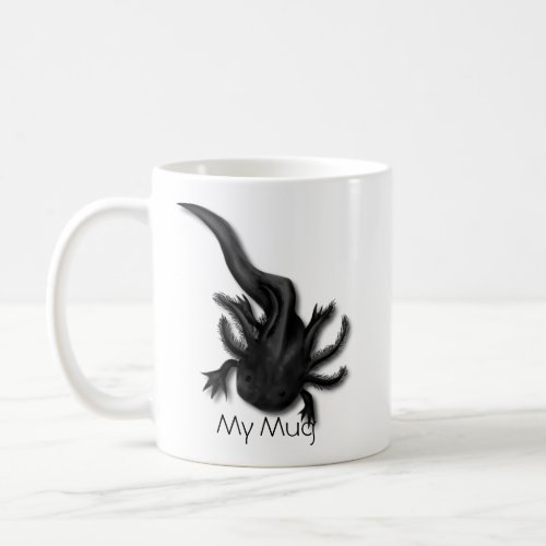 Personalized Black Melanoid Axolotl Art Coffee Mug