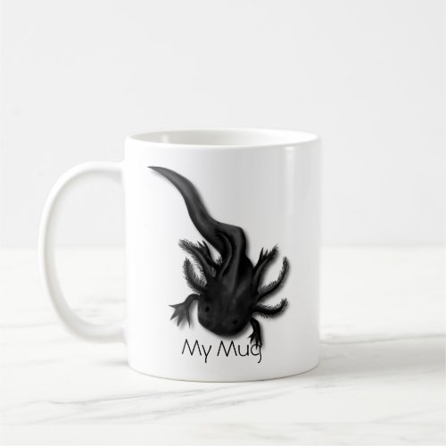 Personalized Black Melanoid Axolotl Art Coffee Mug