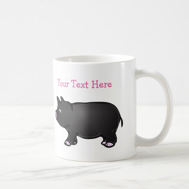 Personalized Black Mini Pig 11 oz White Mug (Right)