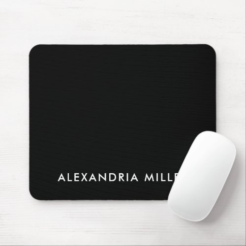 Personalized Black Minimalist Monogram Mouse Pad