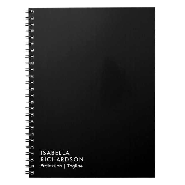 Personalized Black Minimalist Notebook (Front)