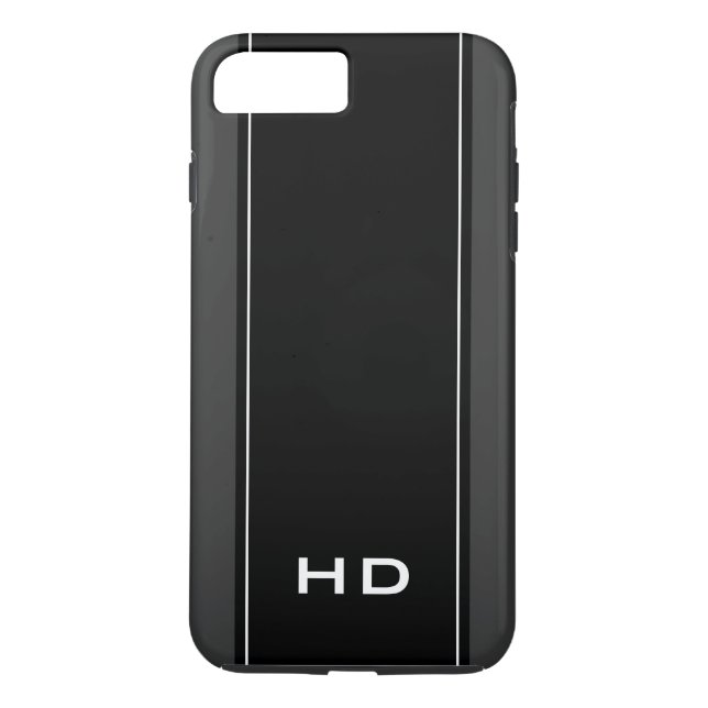 Personalized black modern monogram letter men's Case-Mate iPhone case (Back)