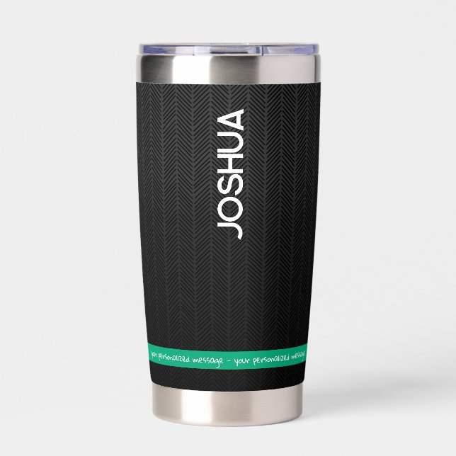 Personalized Black Modern Name Thermal Tumbler Wat (Front)