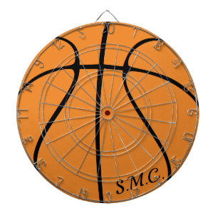 Personalized Black Modern orange Basketball Dart B Board