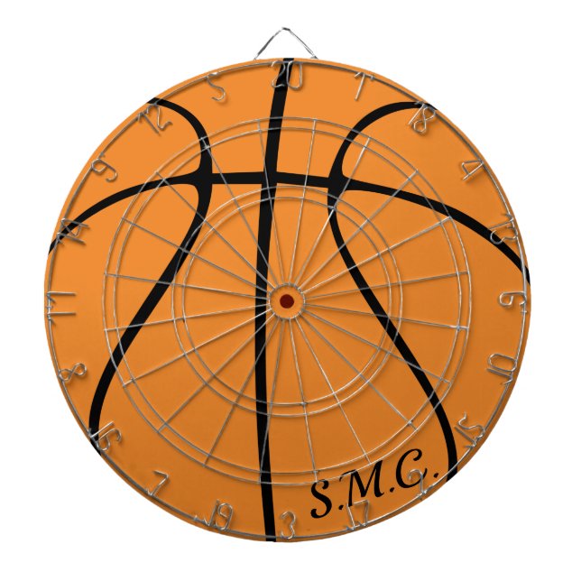 Personalized Black Modern orange Basketball Dart B Dart Board (Front)