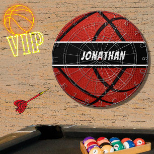 Personalized Black Modern orange Basketball Dart Board