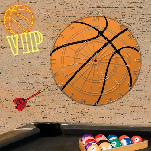 Personalized Black Modern orange Basketball   Dart Dart Board