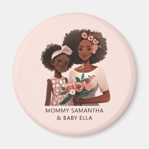 Personalized Black Mom and Daughter (12) Magnet