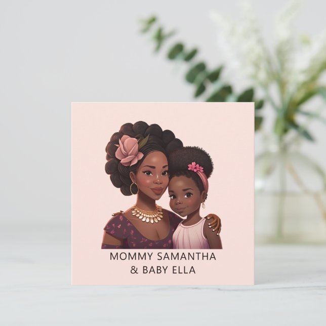 Personalized Black Mom and Daughter (15) (Standing Front)