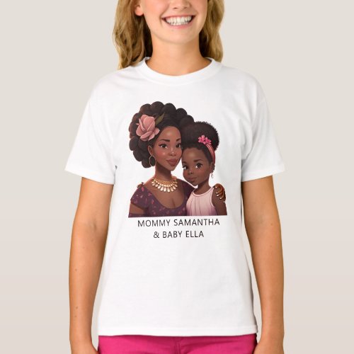 Personalized Black Mom and Daughter 15 T_Shirt