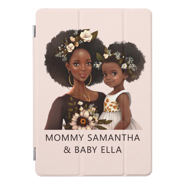Personalized Black Mom and Daughter (18) iPad Pro Cover (Front)