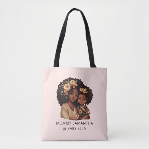 Personalized Black Mom and Daughter 19 Tote Bag